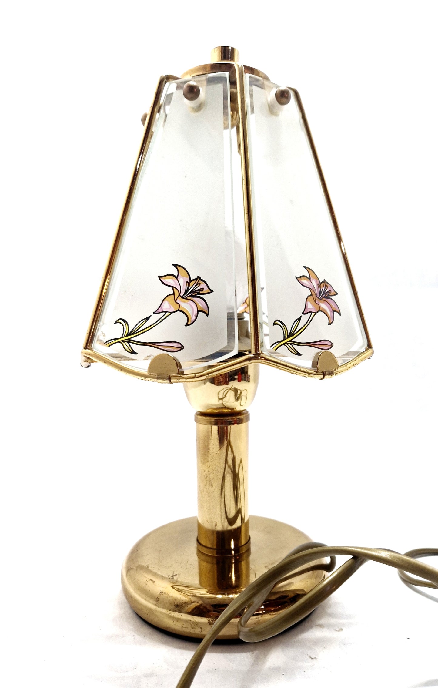 Lampada da tavolo comodino stile liberty vetro ottone vintage