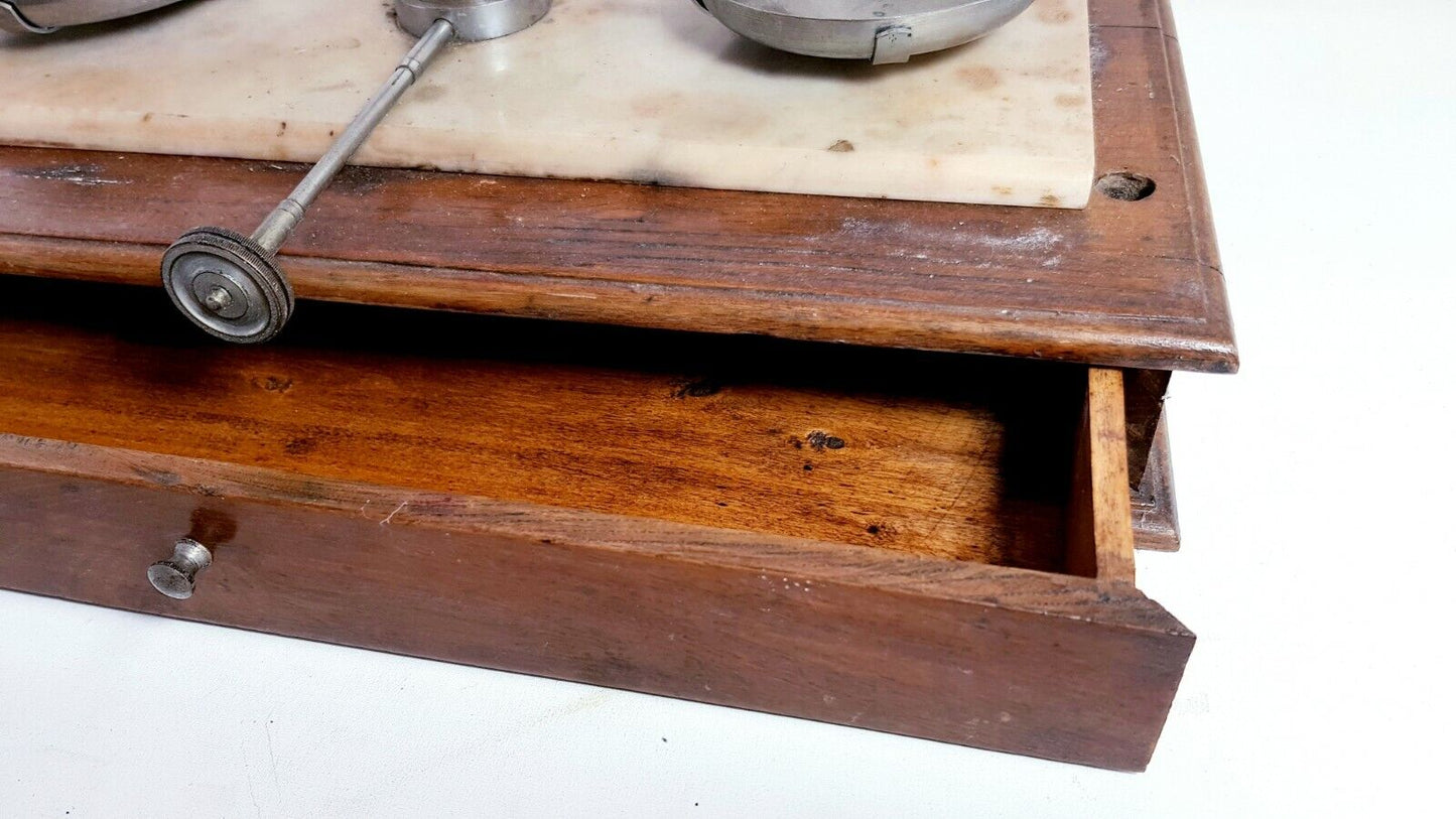 Bilancia vintage farmacista orafo autentica legno marmo  oggetto da collezione