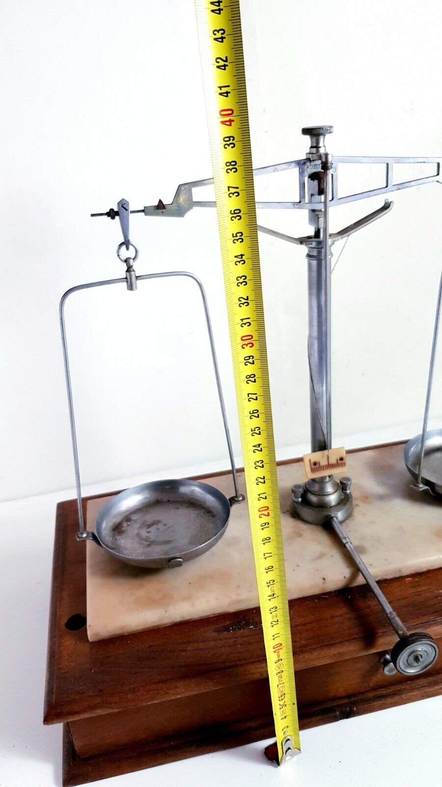 Bilancia vintage farmacista orafo autentica legno marmo  oggetto da collezione