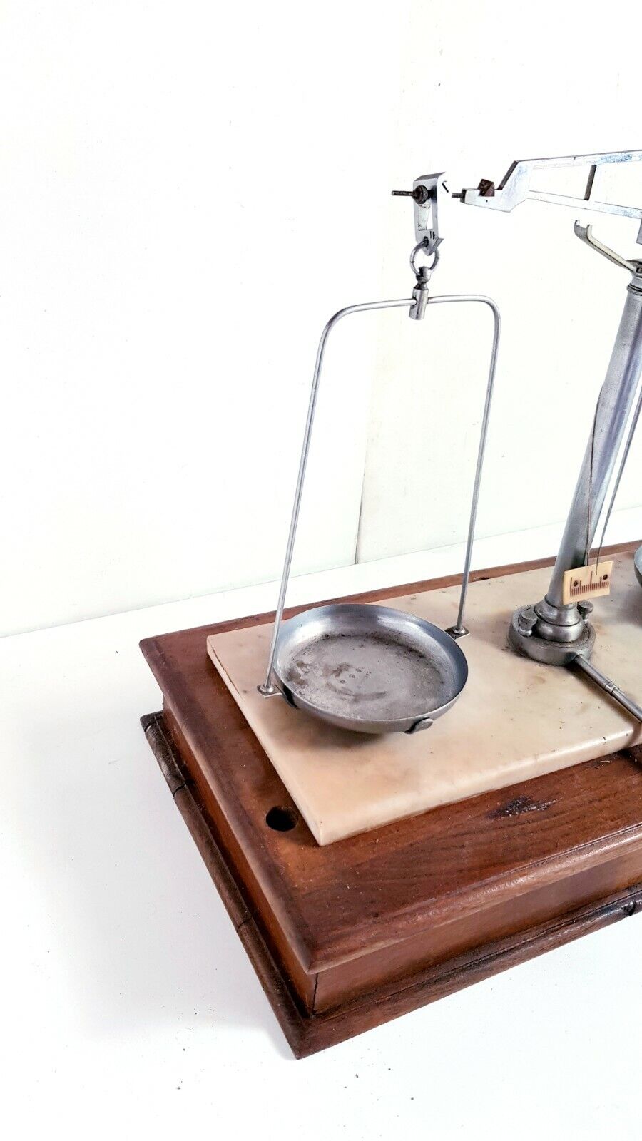 Bilancia vintage farmacista orafo autentica legno marmo  oggetto da collezione