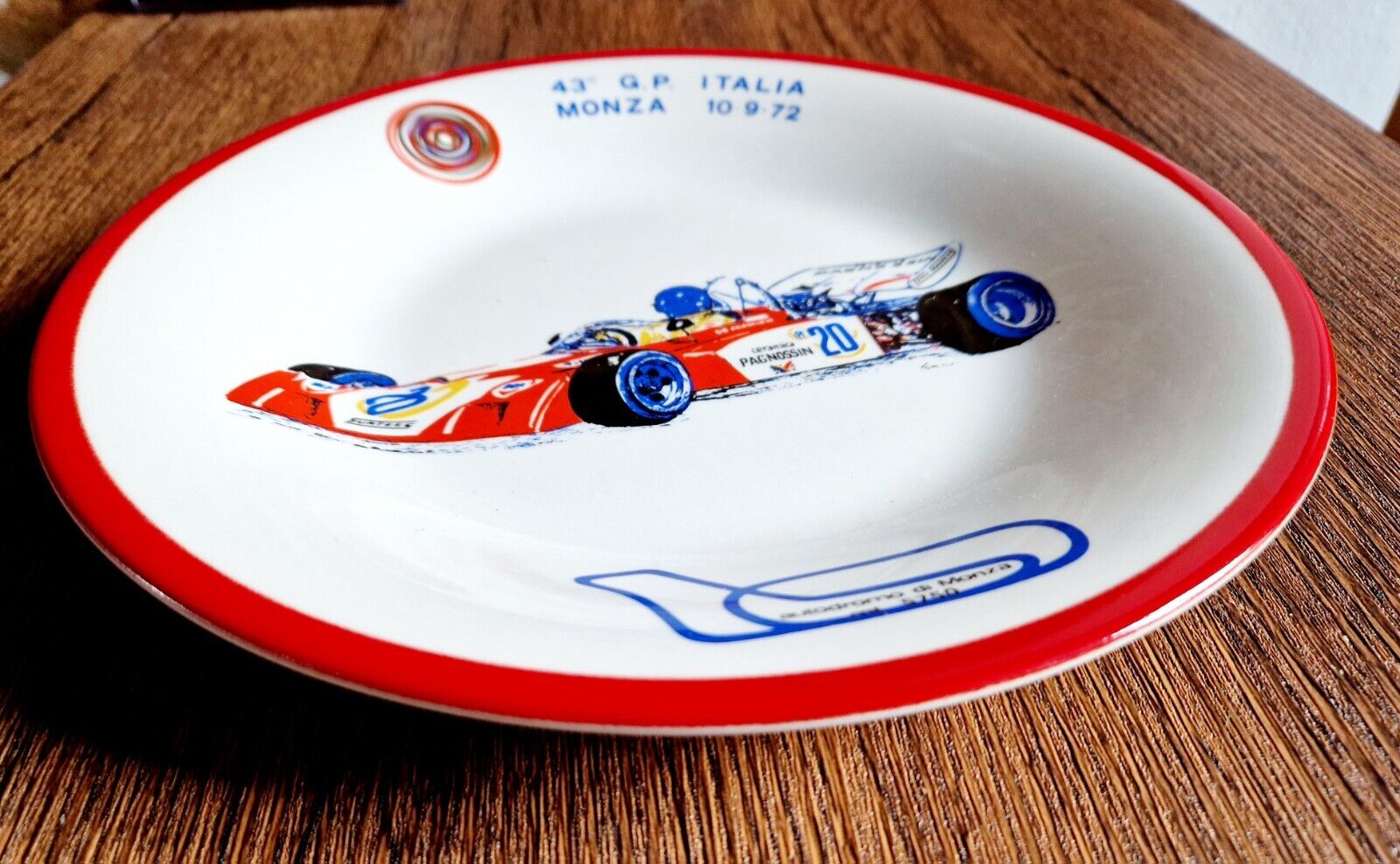 1 piatto Ceramica Pagnossin Originale Vintage 43° G.P. Italia Monza 10.09.72