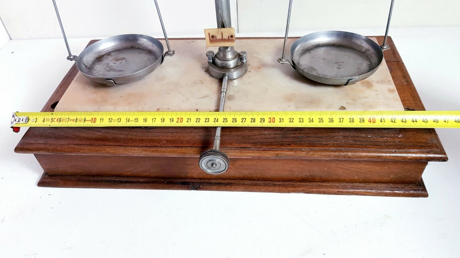 Bilancia vintage farmacista orafo autentica legno marmo  oggetto da collezione