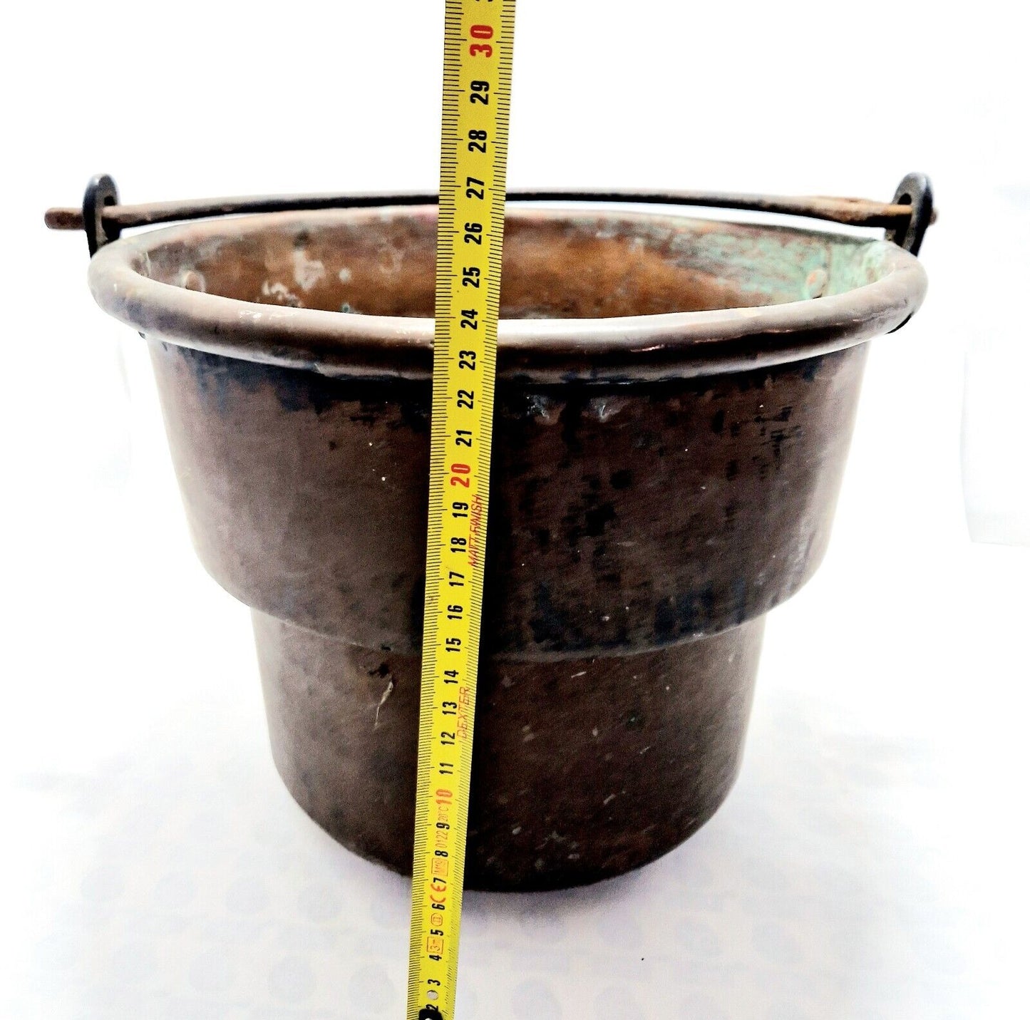 Antica pentola paiolo rame manico ferro forgiato Italia Vintage