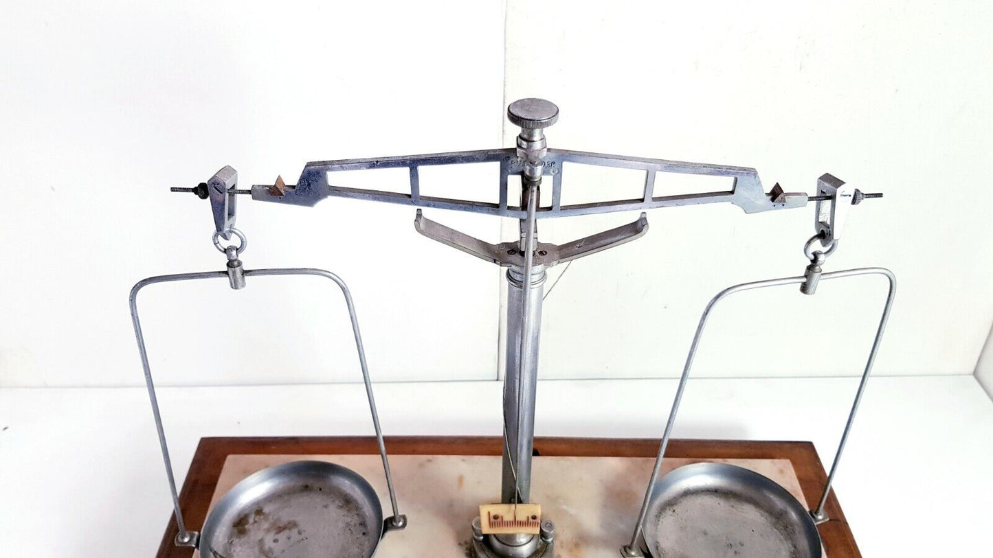 Bilancia vintage farmacista orafo autentica legno marmo  oggetto da collezione
