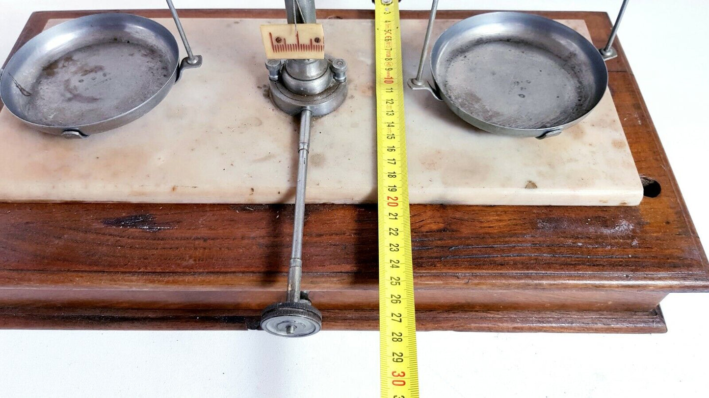 Bilancia vintage farmacista orafo autentica legno marmo  oggetto da collezione