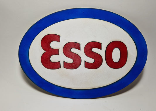 Targa decorativa ESSO da collezione realizzata a mano da appendere misure circa 30x20 cm