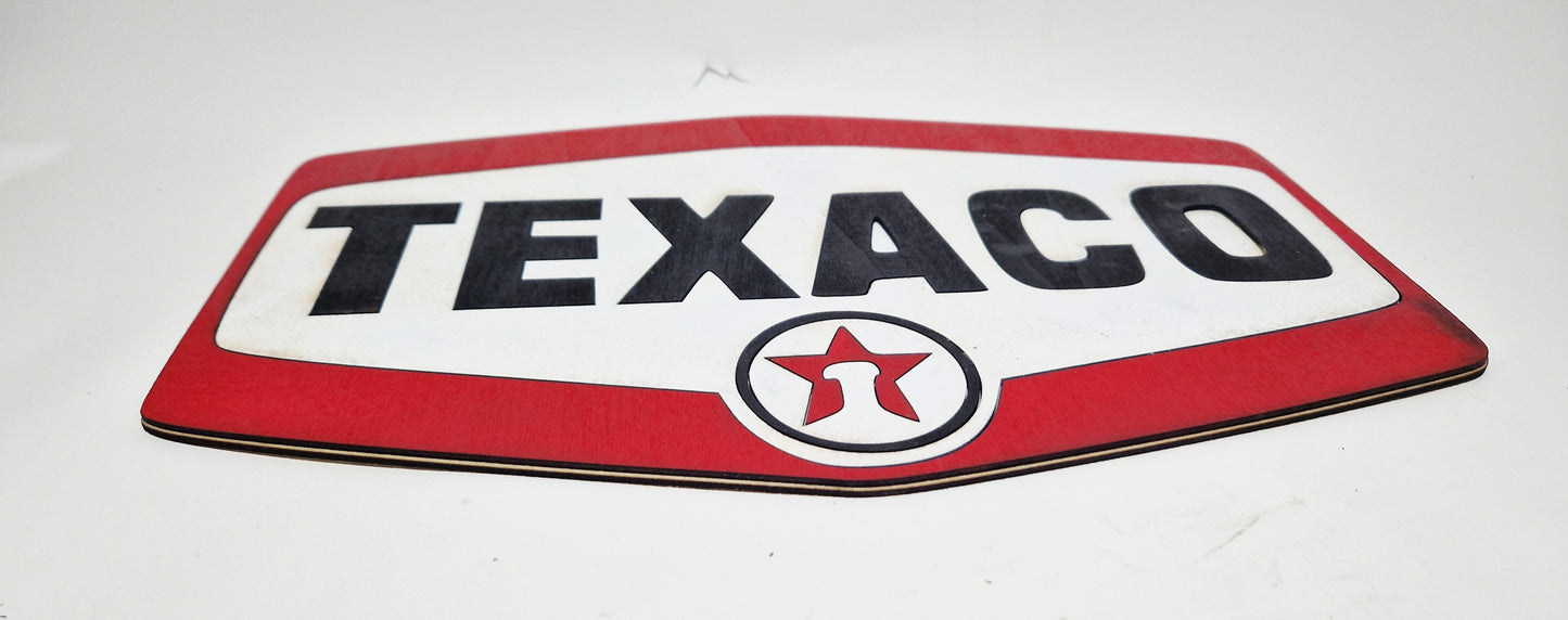 Targa emblema decorativa stile retro texaco 30x20 cm circa da appendere quadretto in legno