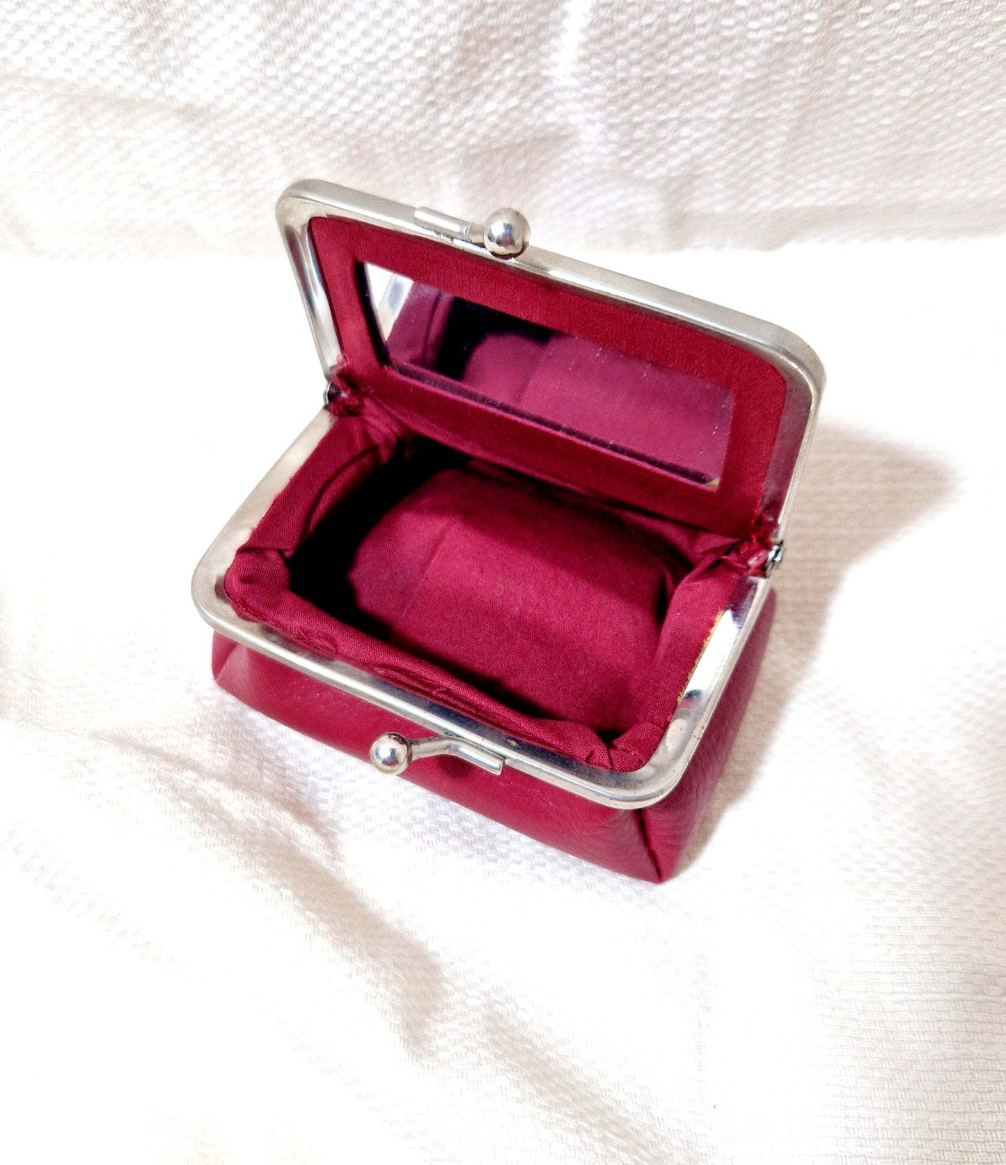 Porta monete trucco vintage con chiusura a scatto specchio interno