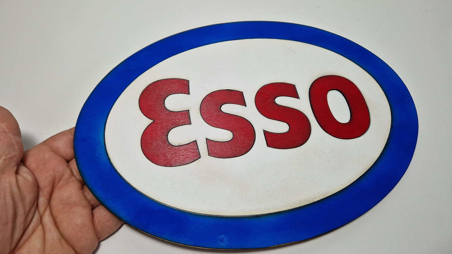 Targa decorativa ESSO da collezione realizzata a mano da appendere misure circa 30x20 cm