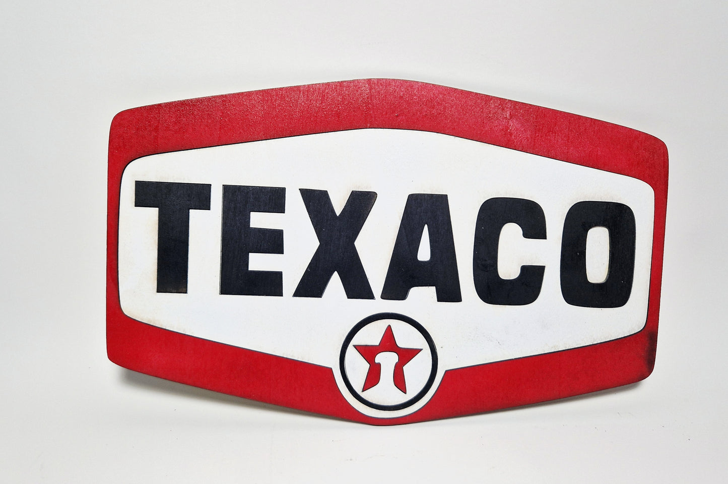 Targa emblema decorativa stile retro texaco 30x20 cm circa da appendere quadretto in legno