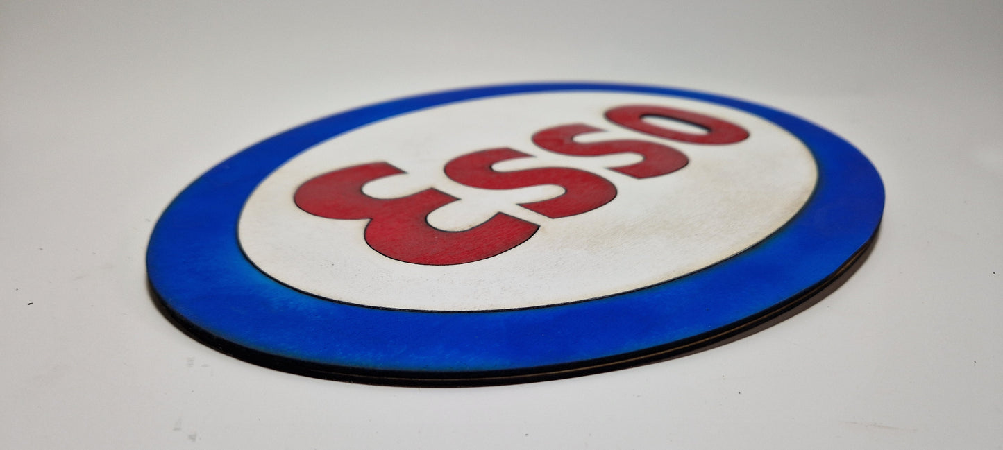 Targa decorativa ESSO da collezione realizzata a mano da appendere misure circa 30x20 cm