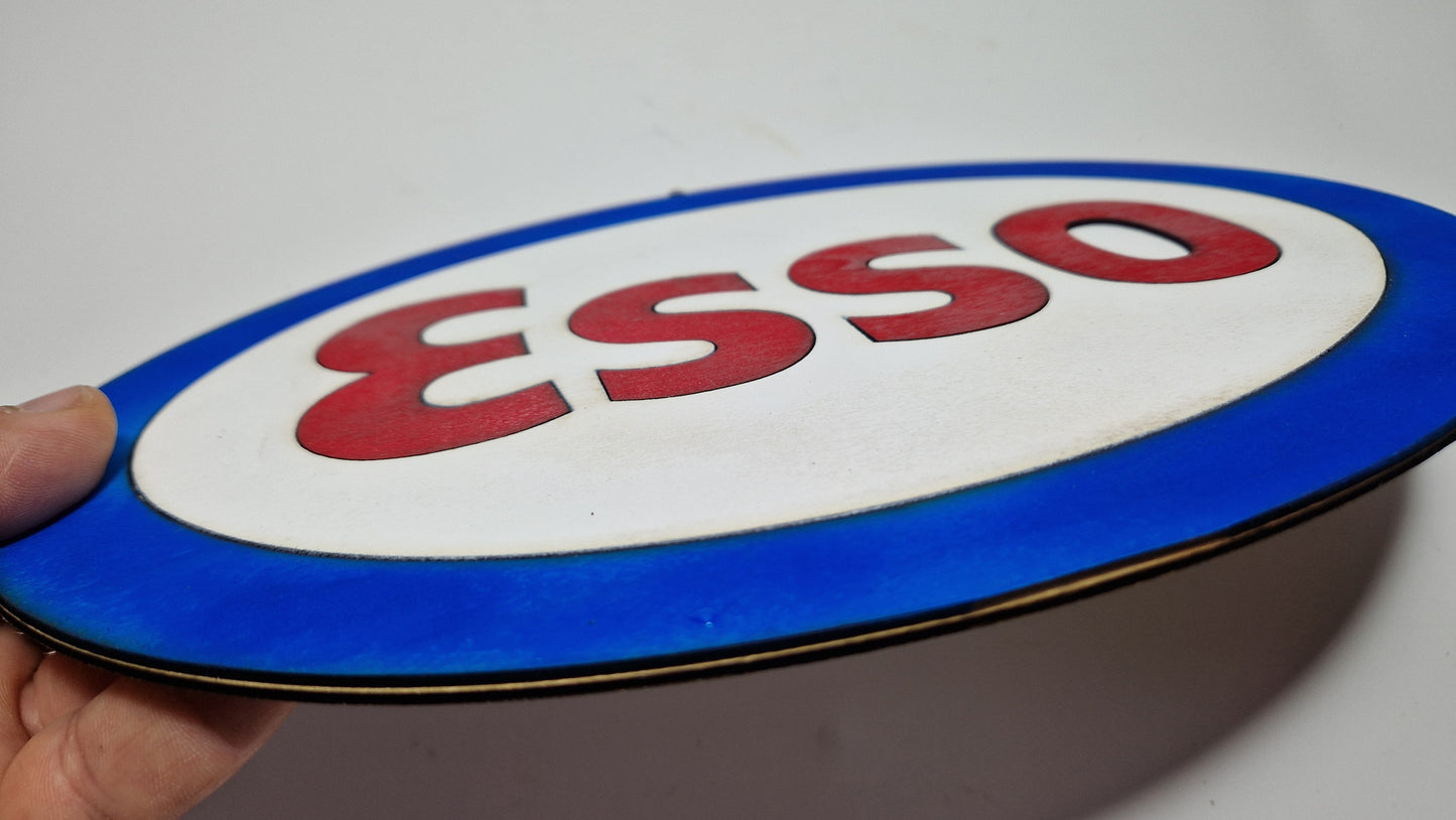 Targa decorativa ESSO da collezione realizzata a mano da appendere misure circa 30x20 cm